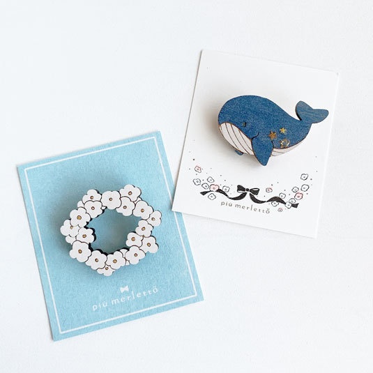 星空くじら*木のマグネット