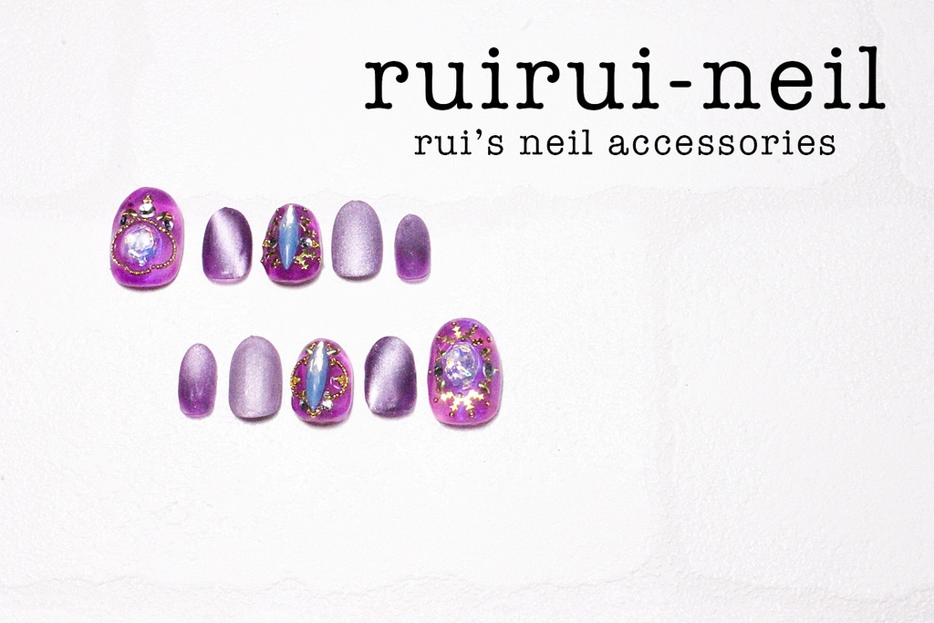 ネイルチップ＊ビジューパープル＊小さいサイズ