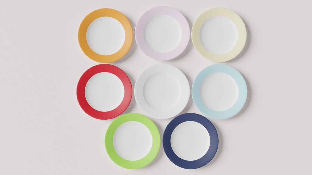 【3D素材】皿【全8色】