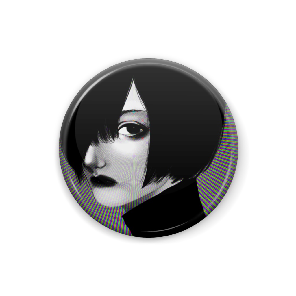 白黒極彩缶バッジ