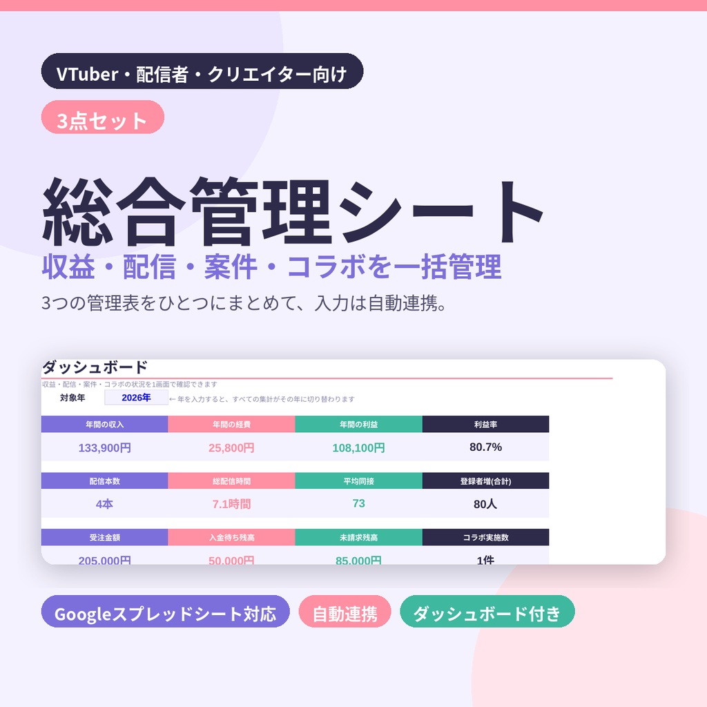 配信者のための総合管理シート(Googleスプレッドシート)