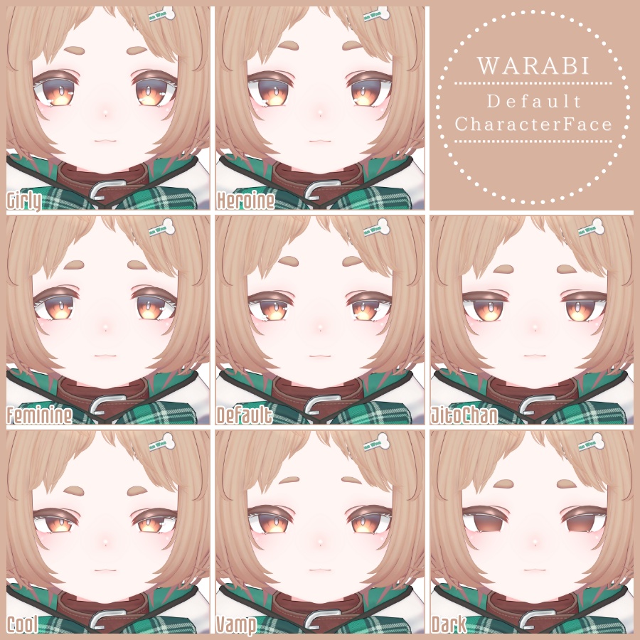 💗【FREE/無料】Warabi32Type❥動くまばたきFaceAnimations ⌖ ݁˚