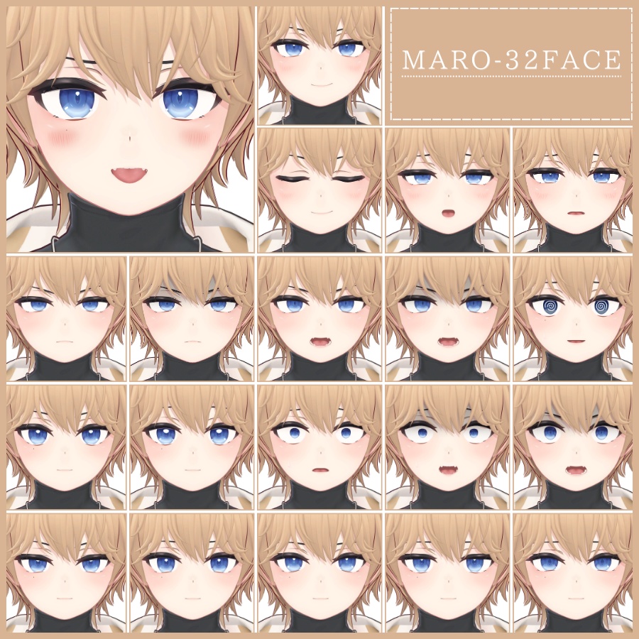 💗【FREE/無料】Maro32Type❥動くまばたきFaceAnimations ⌖ ݁˚