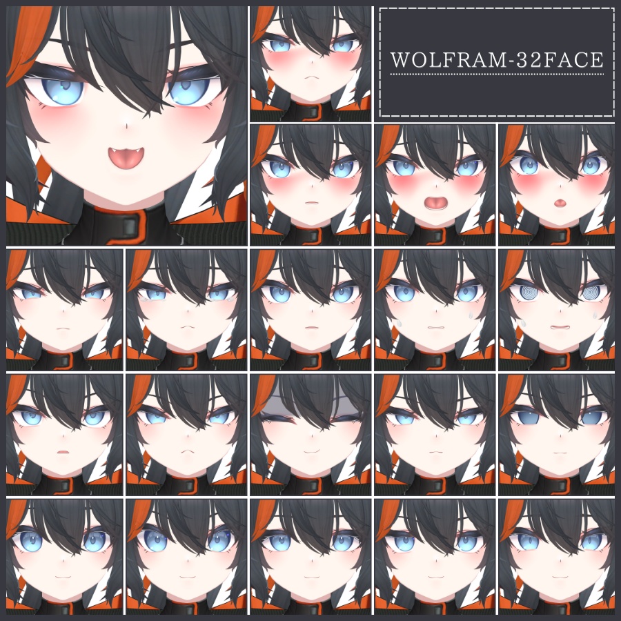 💗【FREE/無料】Wolfram32Type❥動くまばたきFaceAnimations ⌖ ݁˚