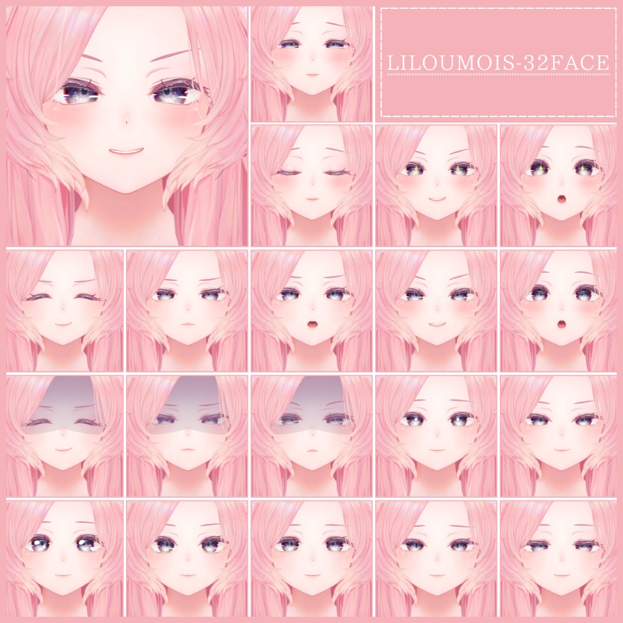 💗【FREE/無料】Liloumois32Type❥動くまばたきFaceAnimations ⌖ ݁˚
