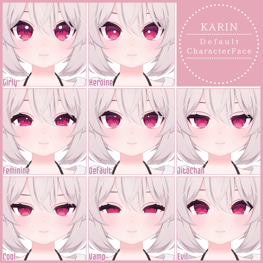 💗【FREE/無料】Karin32Type❥動くまばたきFaceAnimations ⌖ ݁˚