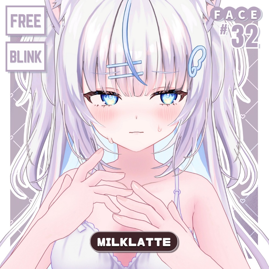 💗【FREE/無料】Milklatte32Type❥動くまばたきFaceAnimations ⌖ ݁˚