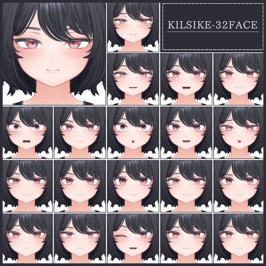 💗【FREE/無料】Kilsike32Type❥動くまばたきFaceAnimations ⌖ ݁˚