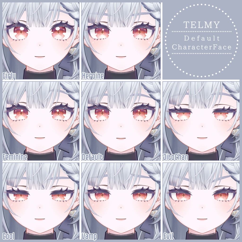 💗【FREE/無料】Telmy32Type❥動くまばたきFaceAnimations ⌖ ݁˚
