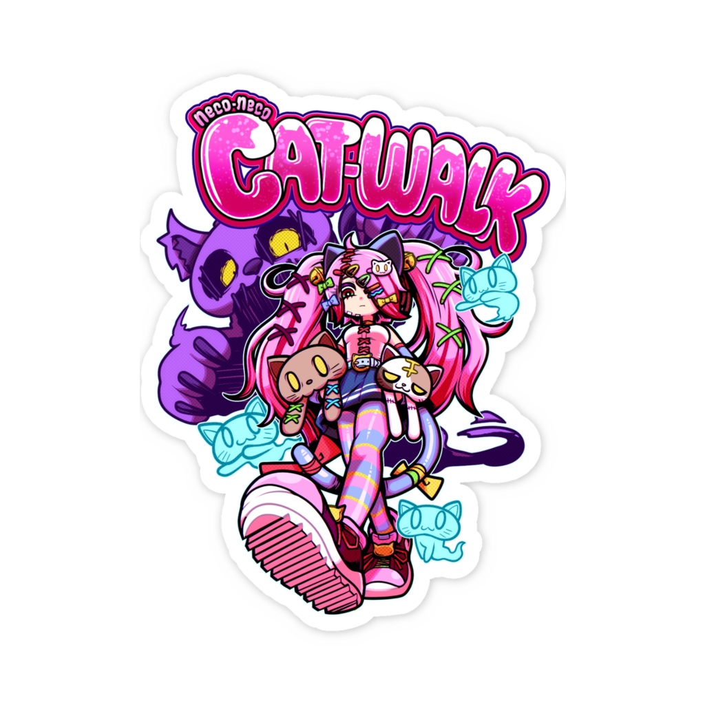 ねこねこキャットウォーク-B スマホステッカー