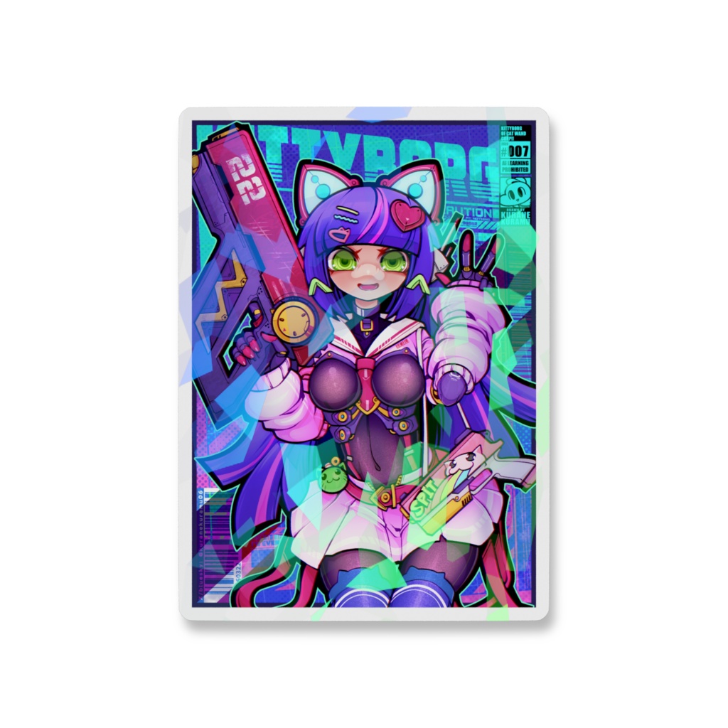 KITTYBORG OF CAT WAND CORP!! ホログラムスマホステッカー