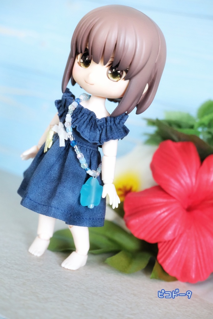 オフショルダーワンピース&ポシェット あくあぶるー