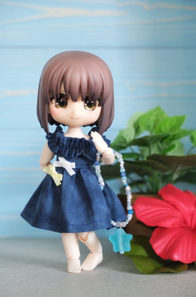 オフショルダーワンピース&ポシェット しんかいぶるー