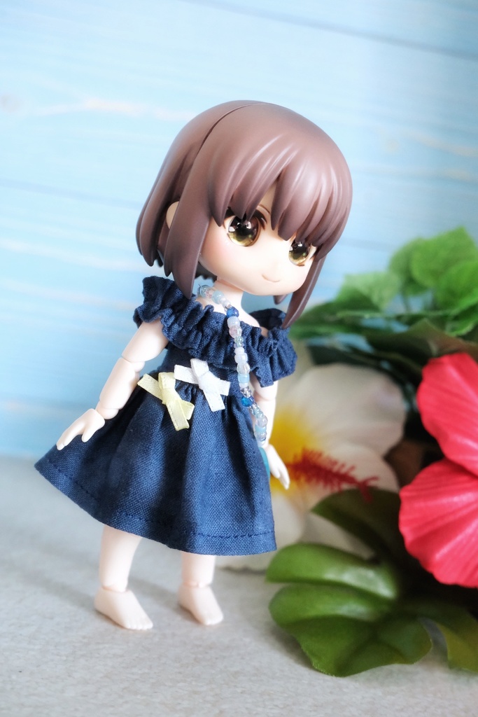 オフショルダーワンピース&ポシェット しんかいぶるー