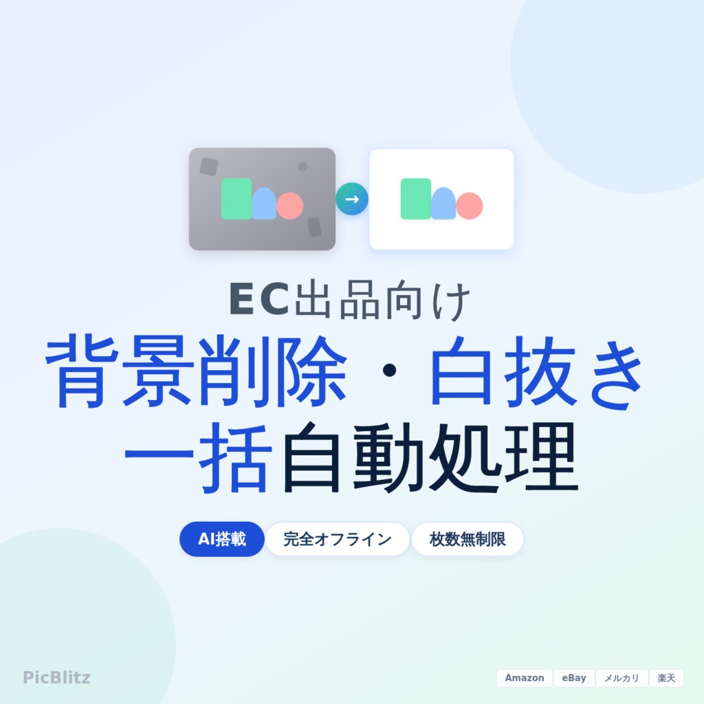 PicBlitz｜EC出品画像の背景削除・白背景化AIツール【Windows】