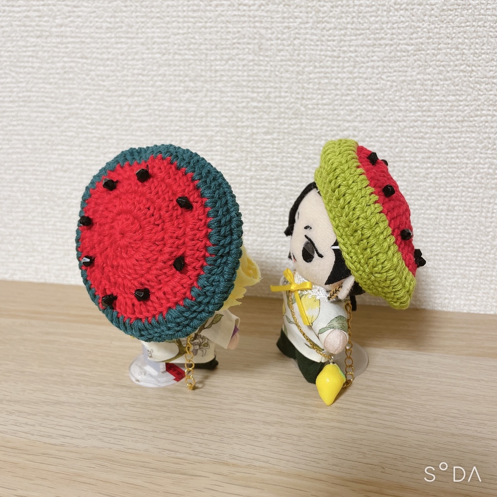 【10㎝ぬい用】スイカベレー帽🍉濃緑