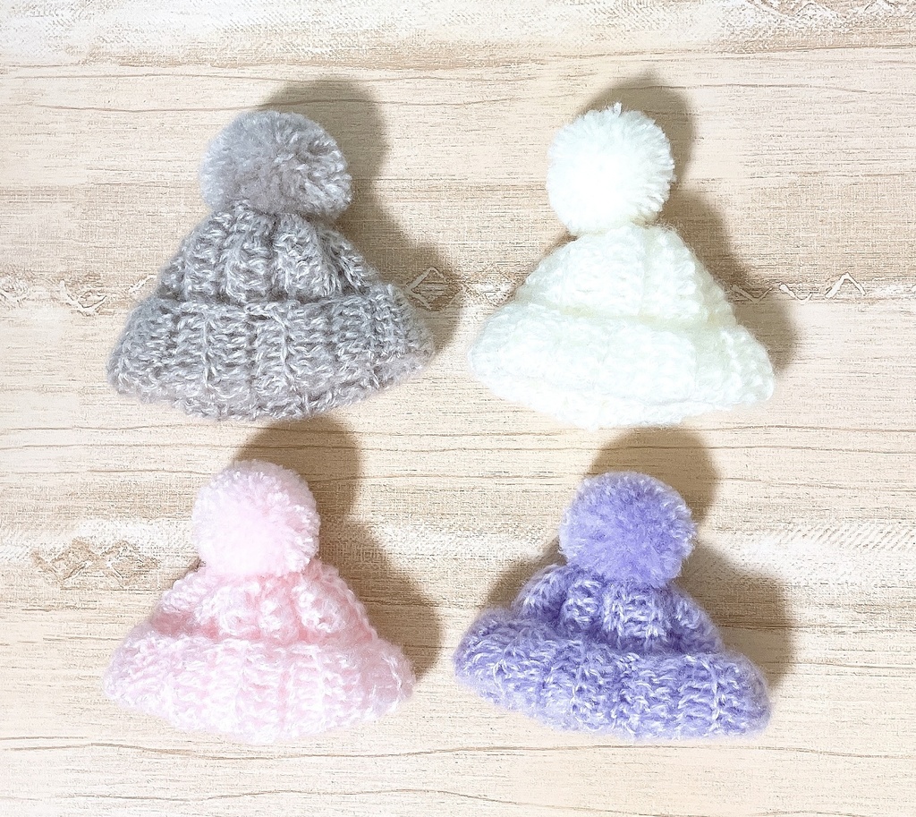 ふわふわニット帽ホワイト【10cmぬい用】
