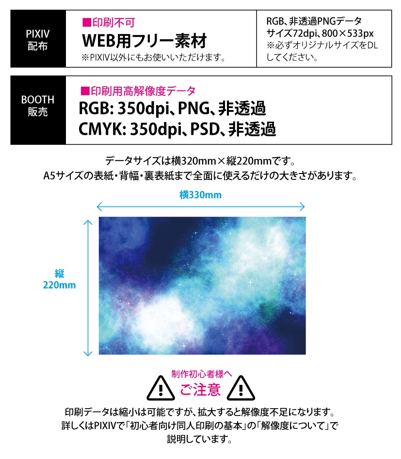 【印刷用】星雲と星空の素材