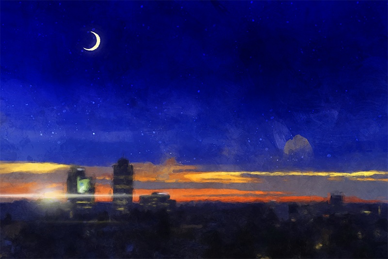 【印刷用】アクリル絵の具で描いたような風景画