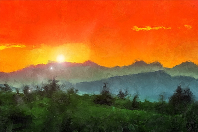 【印刷用】アクリル絵の具で描いたような風景画