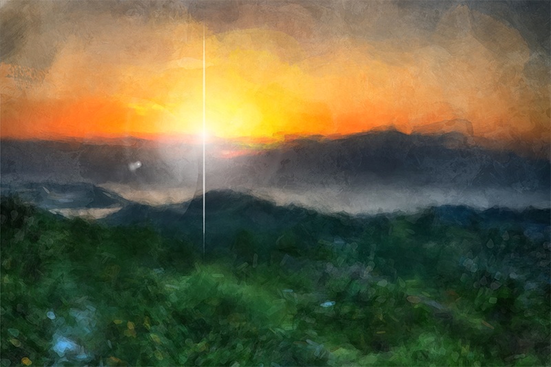 【印刷用】アクリル絵の具で描いたような風景画