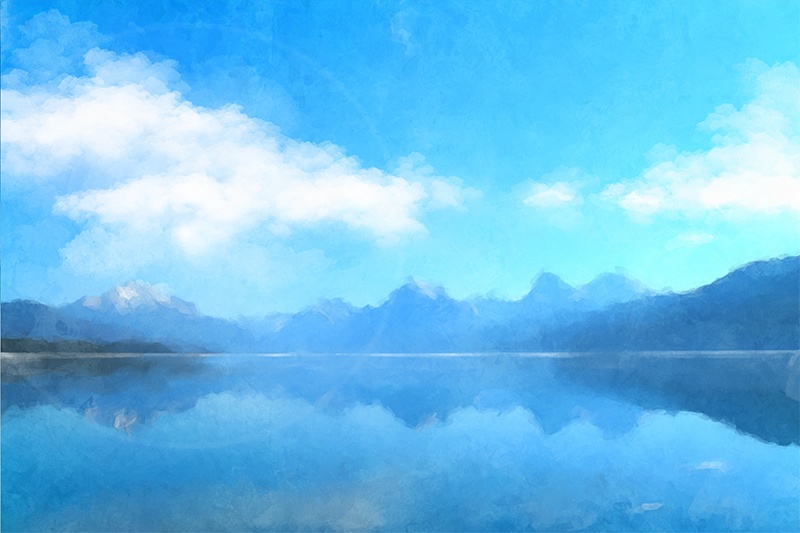 【印刷用】アクリル絵の具で描いたような風景画