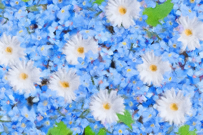 【印刷用】アクリル絵の具で描いたような花の絵画