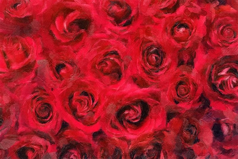 【印刷用】アクリル絵の具で描いたような花の絵画