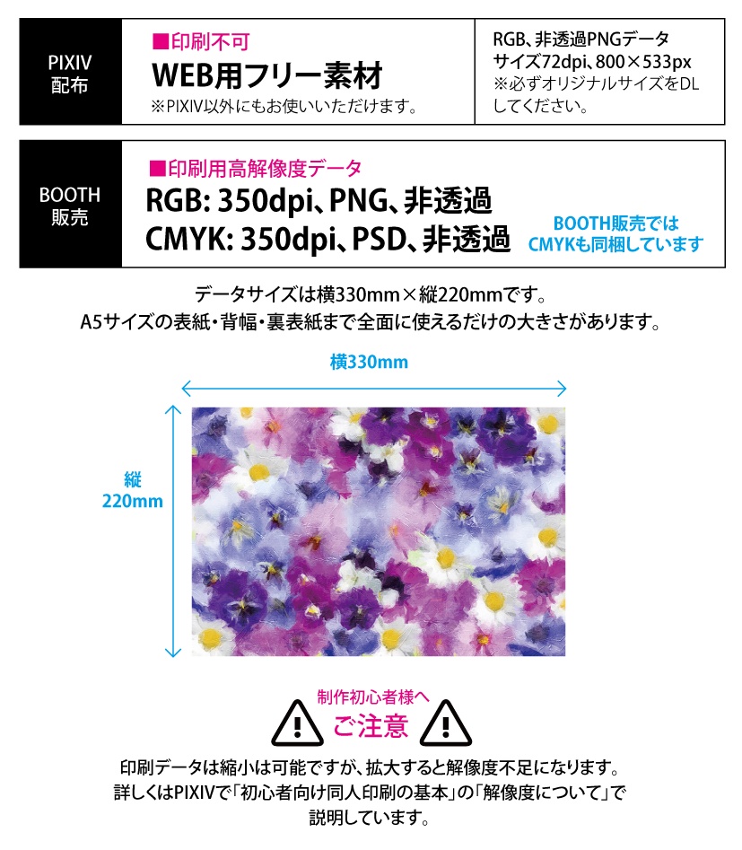 【印刷用】アクリル絵の具で描いたような花の絵画