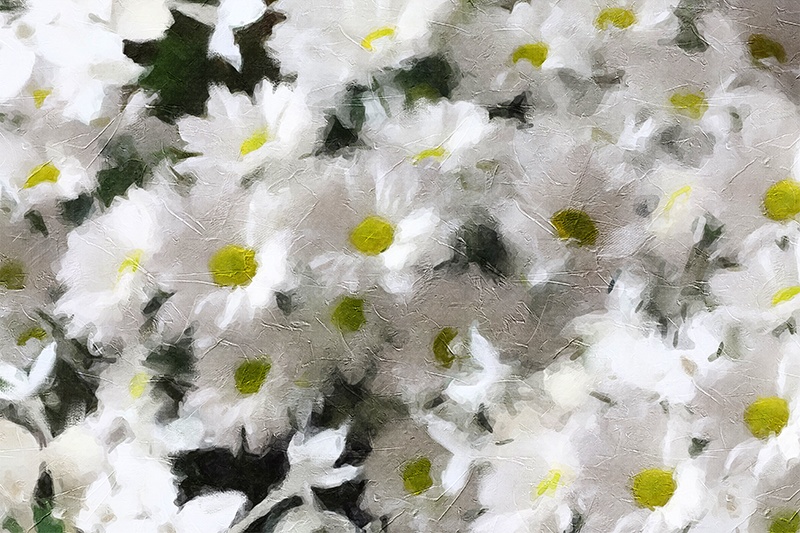 【印刷用】アクリル絵の具で描いたような花の絵画