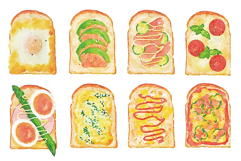 【印刷用】水彩イラスト「食べ物」