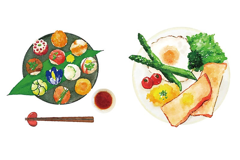 【印刷用】水彩イラスト「食べ物」