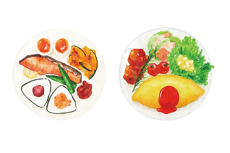 【印刷用】水彩イラスト「食べ物」