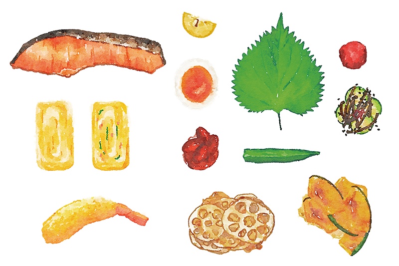 【印刷用】水彩イラスト「食べ物」