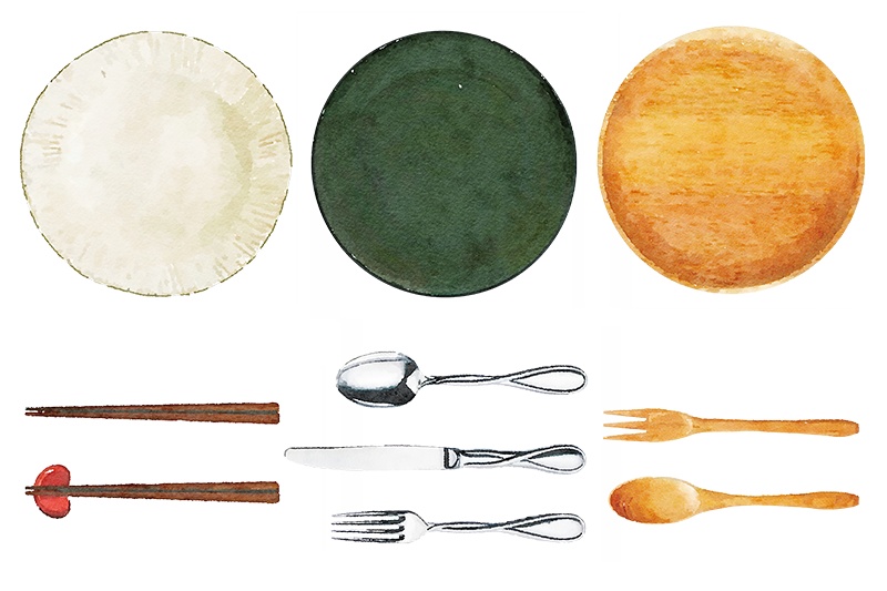 【印刷用】水彩イラスト「食べ物」