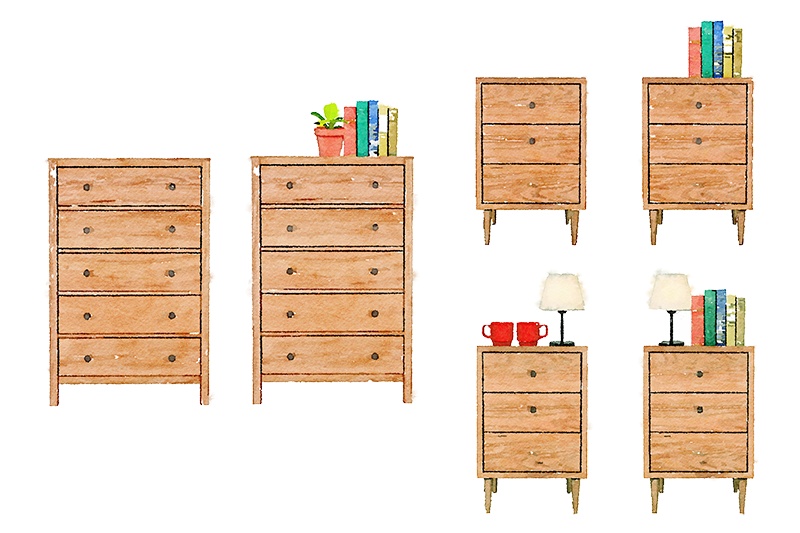 【印刷用】水彩イラスト「インテリア」