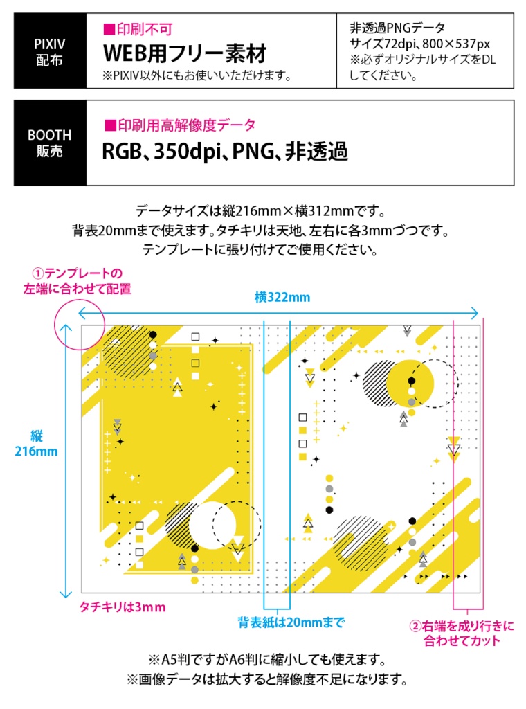 【印刷用】ポップな図形パターン素材