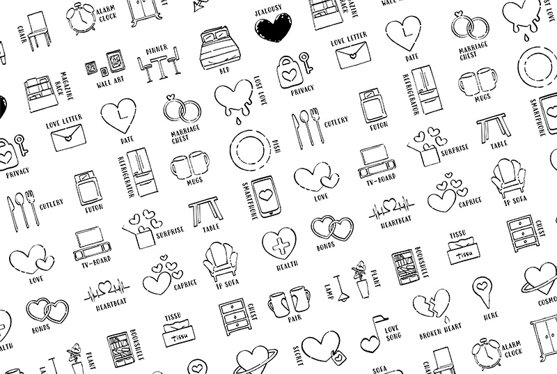 【印刷用】1色刷用手書きイラスト(いろいろ詰め合わせ)