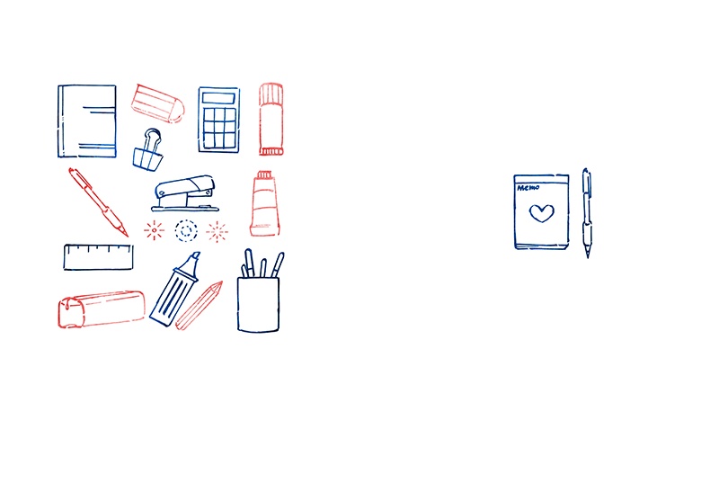 【印刷用】1色刷用手書きイラスト(いろいろ詰め合わせ)