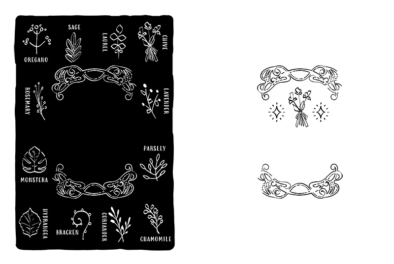 【印刷用】1色刷用手書きイラスト(いろいろ詰め合わせ)