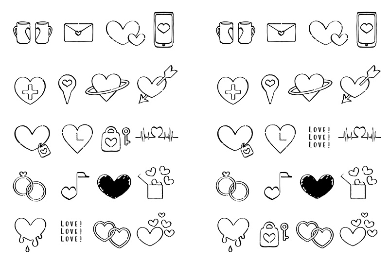 【印刷用】1色刷用手書きイラスト(いろいろ詰め合わせ)