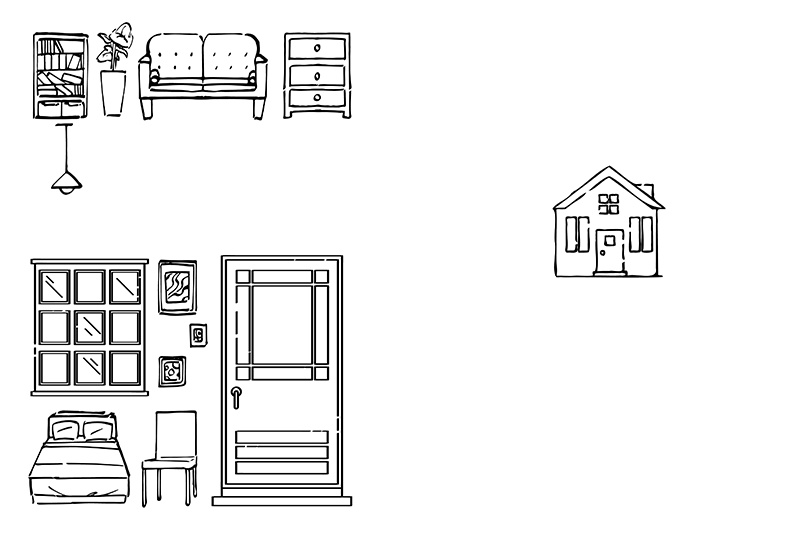 【印刷用】1色刷用手書きイラスト(いろいろ詰め合わせ)
