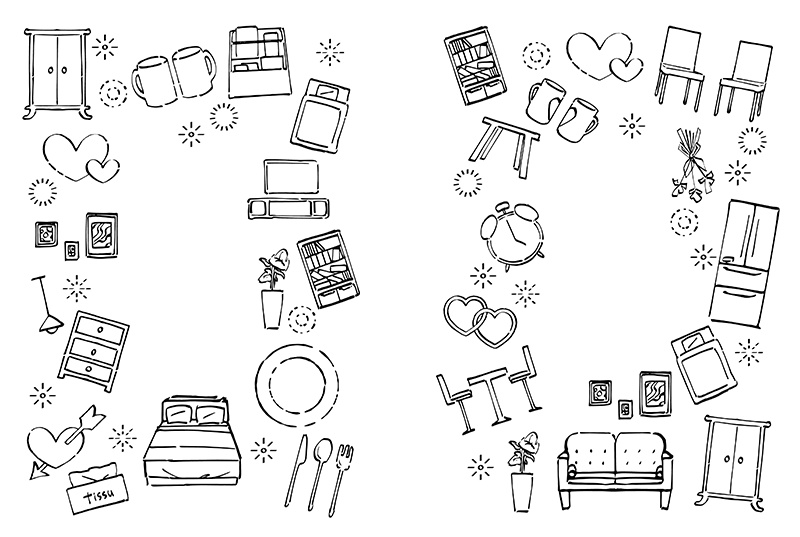 【印刷用】1色刷用手書きイラスト(いろいろ詰め合わせ)