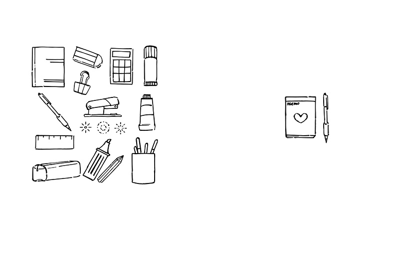 【印刷用】1色刷用手書きイラスト(いろいろ詰め合わせ)