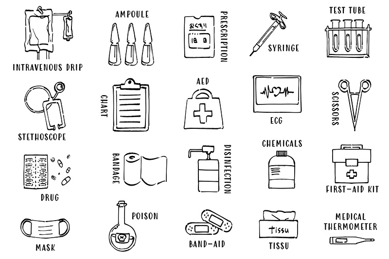 【印刷用】1色刷用手書きイラスト(いろいろ詰め合わせ)