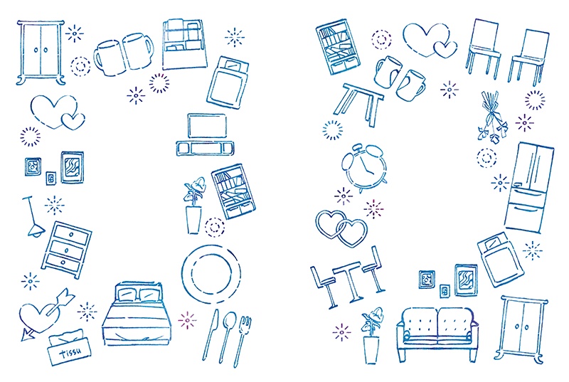 【印刷用】1色刷用手書きイラスト(いろいろ詰め合わせ)