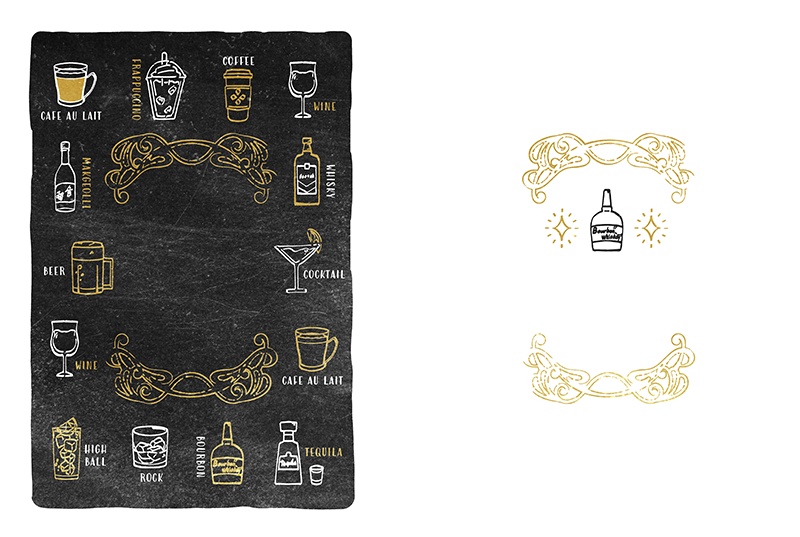 【印刷用】1色刷用手書きイラスト(食べ物)