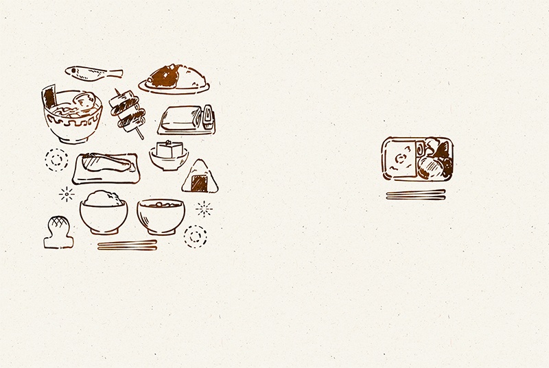 【印刷用】1色刷用手書きイラスト(食べ物)