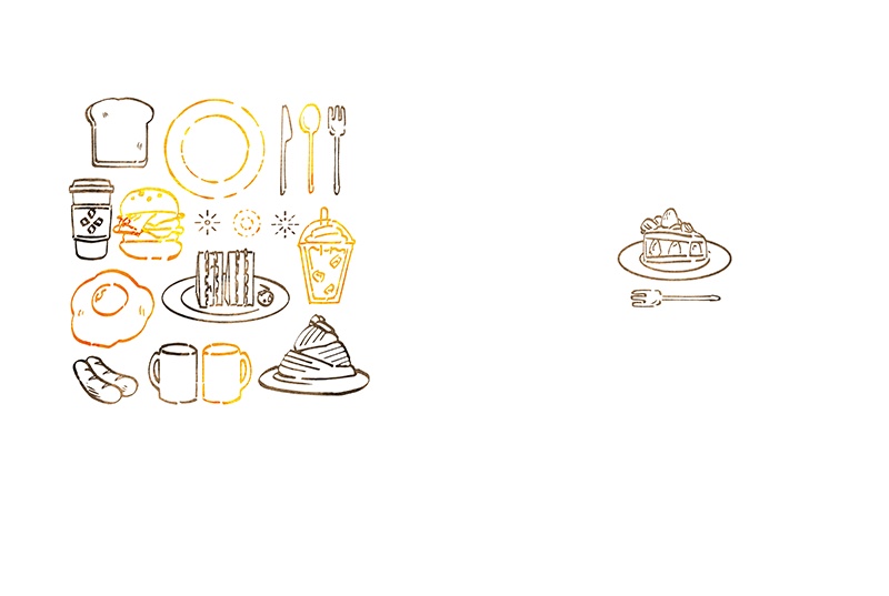 【印刷用】1色刷用手書きイラスト(食べ物)