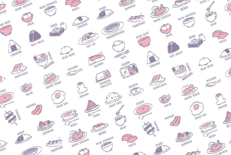 【印刷用】1色刷用手書きイラスト(食べ物)